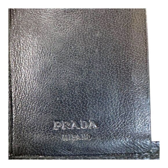 Prada Black Leather Tri-Fold Wallet With Box & Card Holder Gift Made In Italy - Picture 6 of 8